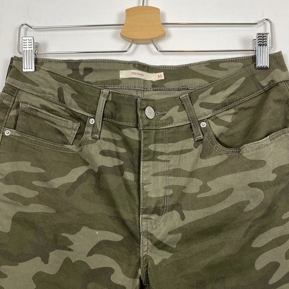 Levi's 711 Womens 30 Jeans Camo Green 5 Pocket Skinny Ankle Leg Casual Pants - Picture 6 of 12